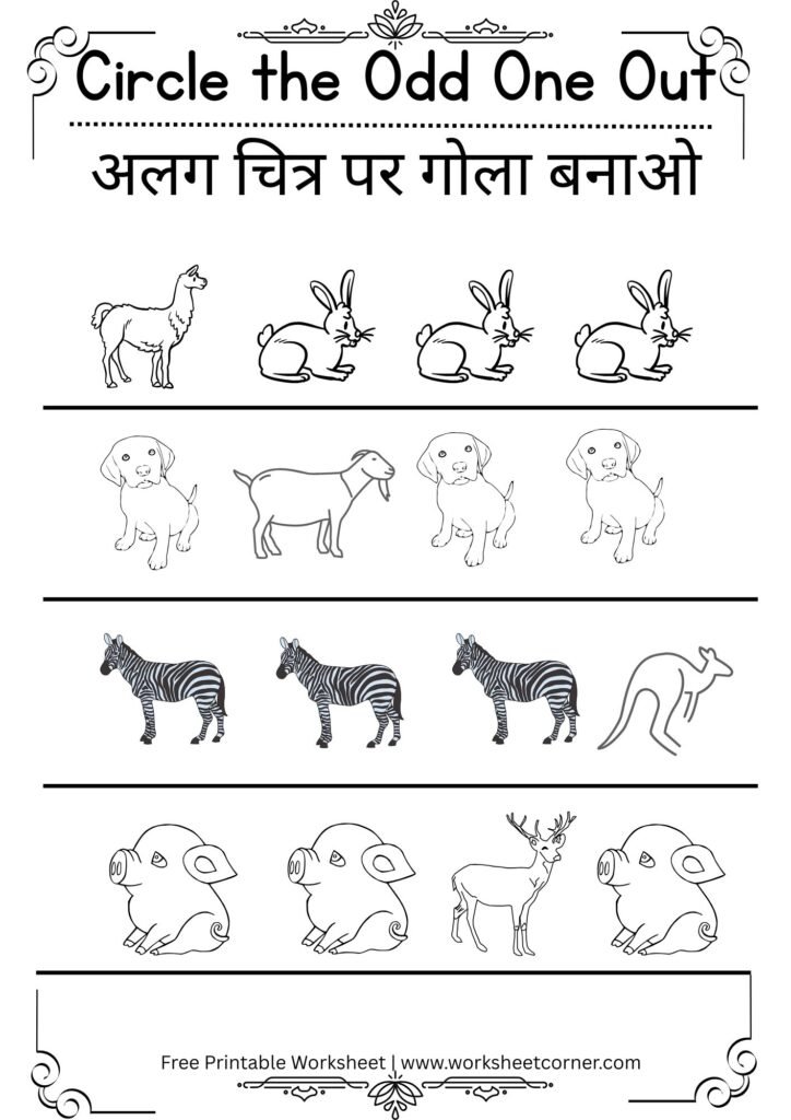 Odd One Out Worksheets for Nursery-03 (Free PDF Download)