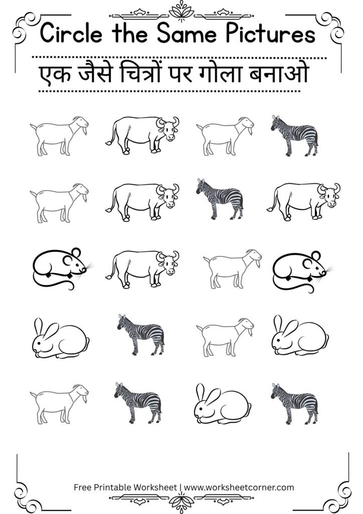 Same and Different Worksheets for Nursery-06 (Free PDF Download)