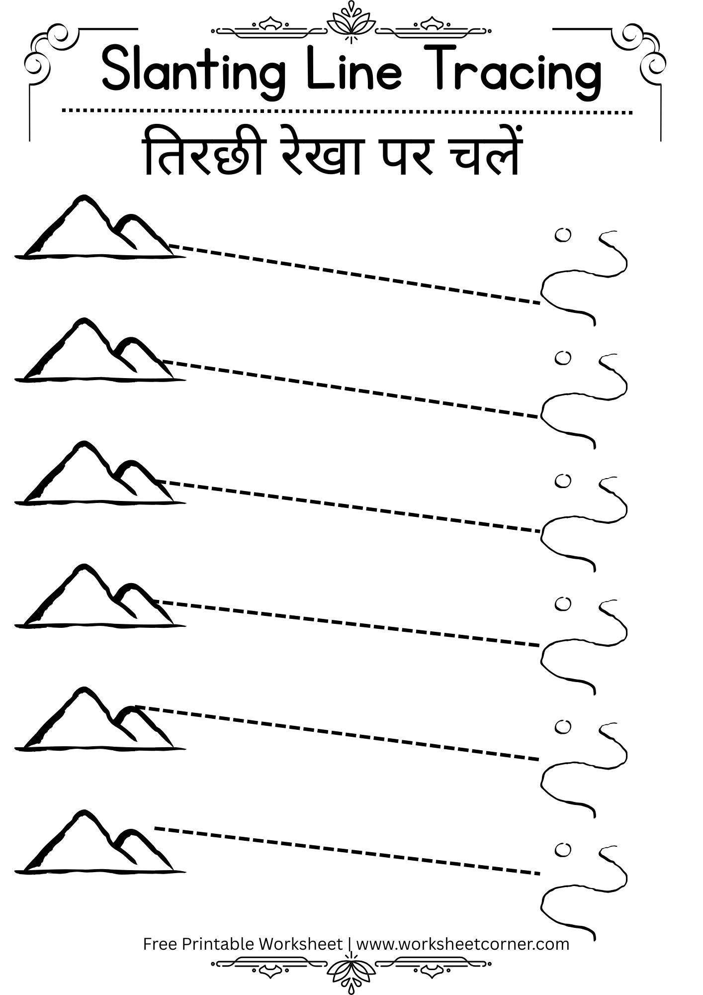Vector Slanting Line Worksheet.pdf Slanting (Diagonal) Lines Hindi Worksheets for Nursery (Free PDF ...