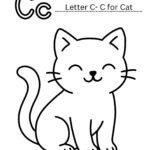 C for Cat Coloring Worksheet for Nursery Kids