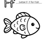 F for Fish Coloring Worksheet (Printable PDF)