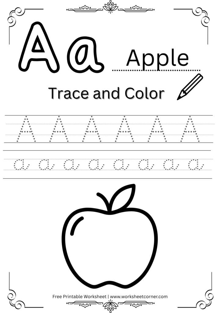 Letter A 4-Line Tracing Worksheet (Free PDF Download)