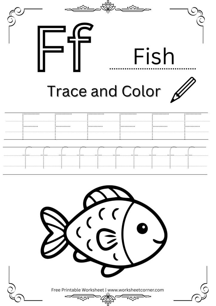Letter F 4-Line Tracing Worksheet (Free PDF Download)