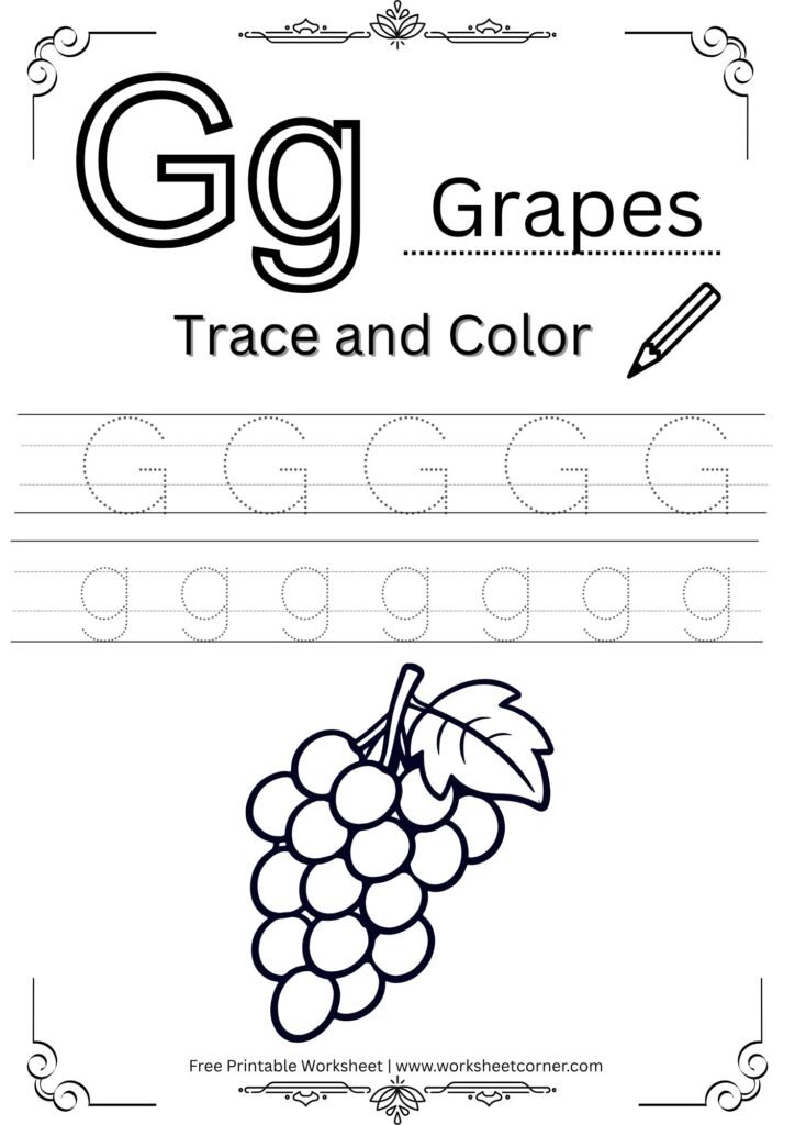 Letter G 4-Line Tracing Worksheet (Free PDF Download)