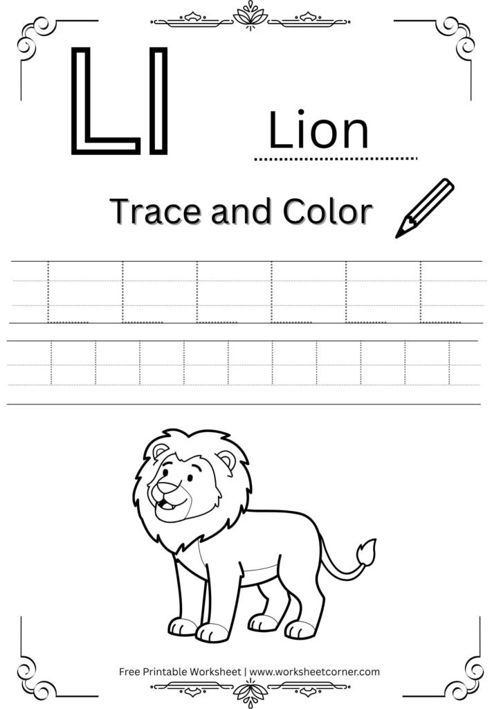 Letter L 4-Line Tracing Worksheet (Free PDF Download)