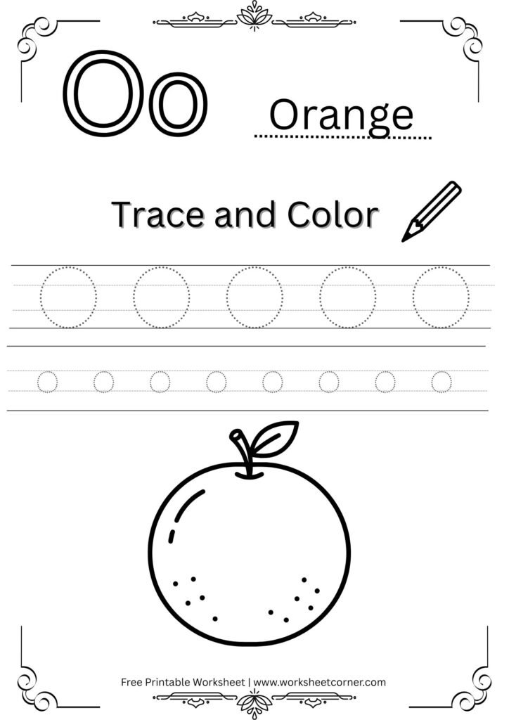Letter O 4-Line Tracing Worksheet (Free PDF Download)