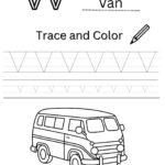 Letter V 4-Line Tracing Worksheet (Free PDF Download)