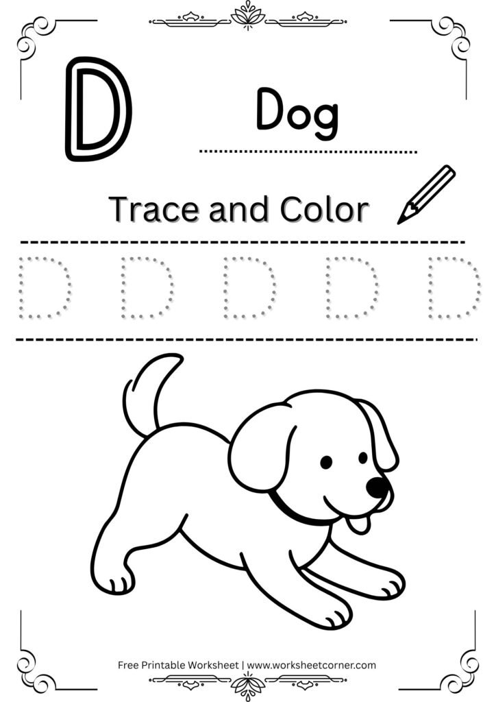 Letter D Tracing Worksheet for Nursery (Free PDF)