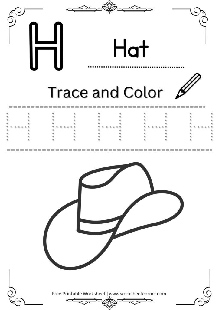 Letter H Tracing Worksheet for Nursery (Free PDF)