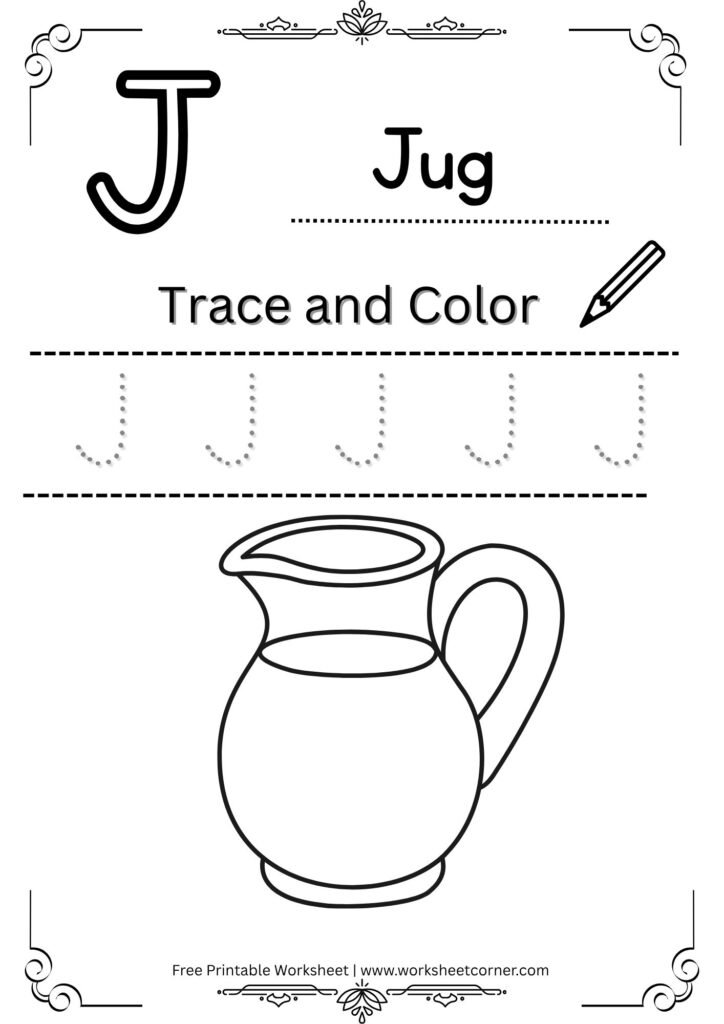 Letter J Tracing Worksheet for Nursery (Free PDF)
