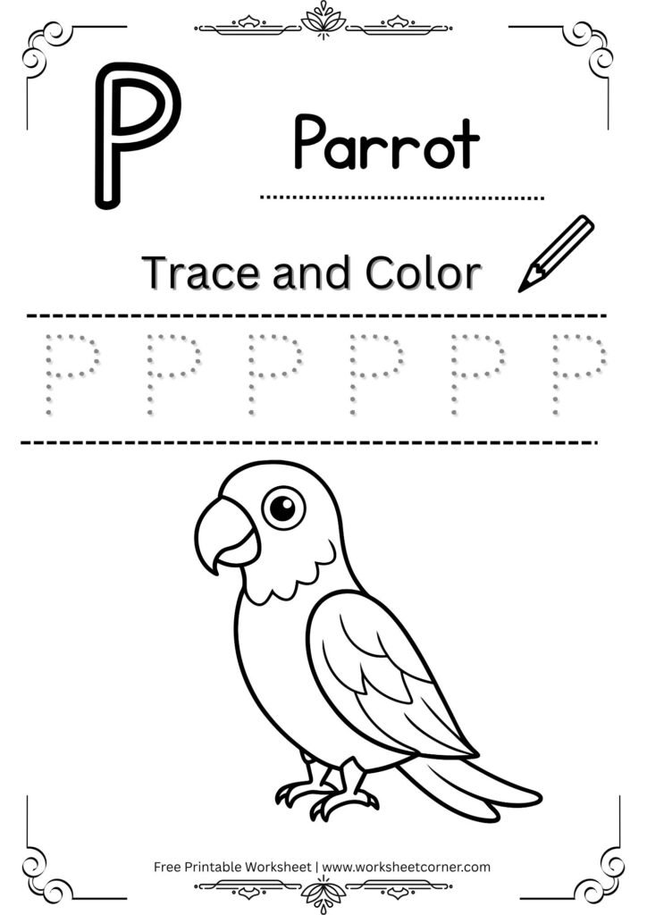 Letter P Tracing Worksheet for Nursery (Free PDF)
