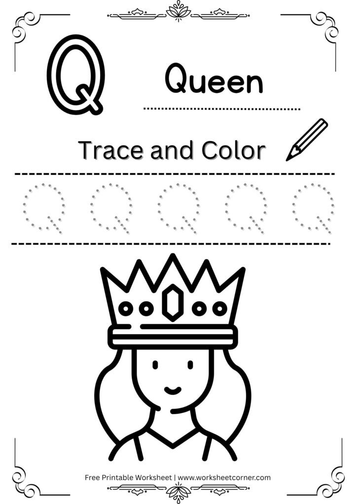Letter Q Tracing Worksheet for Nursery (Free PDF)