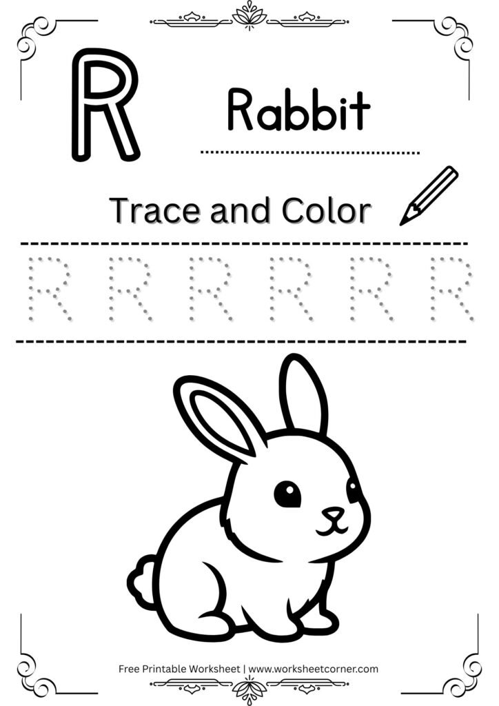 Letter R Tracing Worksheet for Nursery (Free PDF)