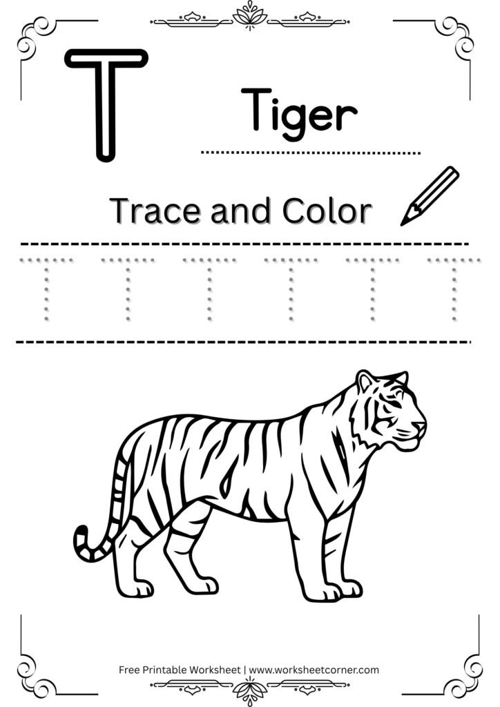 Letter T Tracing Worksheet for Nursery (Free PDF)