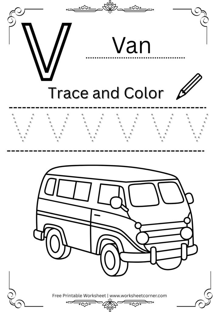Letter V Tracing Worksheet for Nursery (Free PDF)