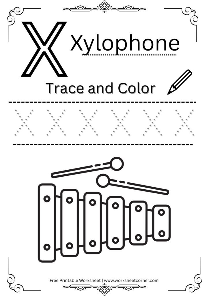 Letter X Tracing Worksheet for Nursery (Free PDF)