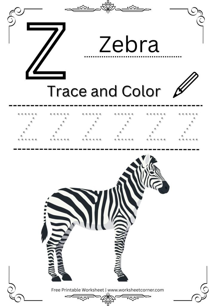 Letter Z Tracing Worksheet for Nursery (Free PDF)