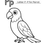 P for Parrot Coloring Worksheet (Printable PDF for Preschool)
