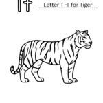 T for TIger Coloring Worksheet (Free Printable PDF)