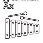 X for Xylophone Coloring Worksheet (Free PDF for Preschool Kids)