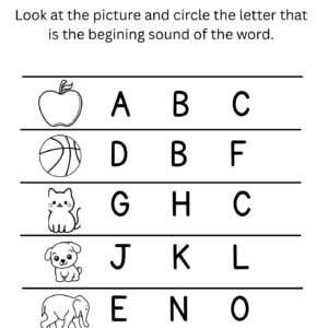 Circle the Beginning Sound Worksheet
