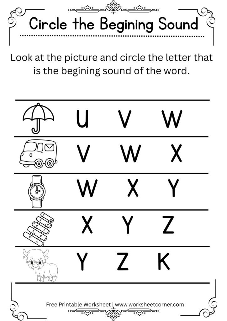 Match the Beginning Sound Worksheet