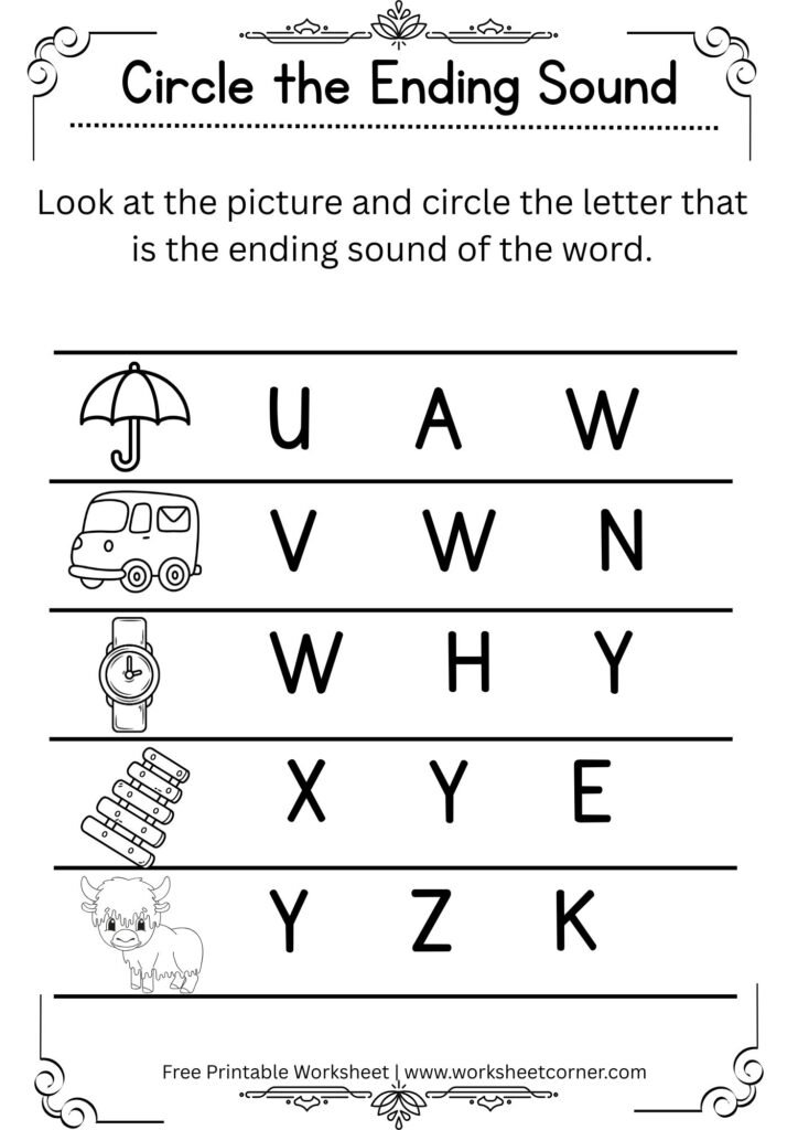 Match the Ending Sound Worksheet
