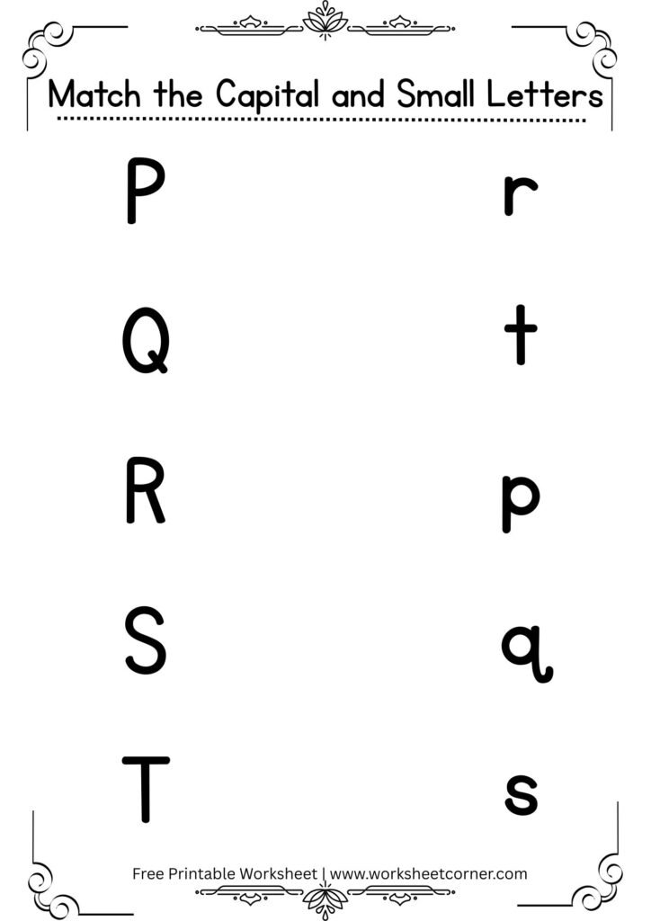 Capital and Small Letter Matching Activity-P to T