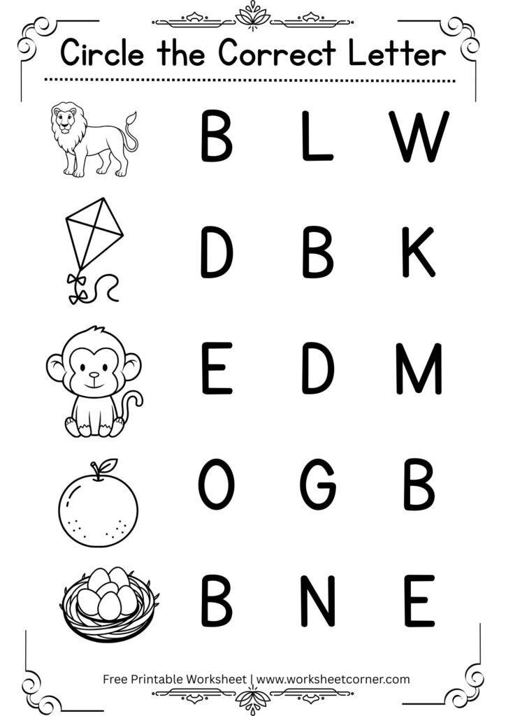 Circle the Correct Letter Worksheet-02 (Free Printable PDF)
