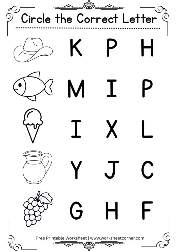 Circle the Correct Letter Worksheet-04 (Free Printable PDF)