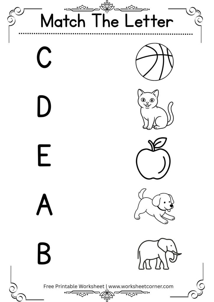 Match the Letter Worksheet for Kids Mixed Letters-01 (Free Printable PDF)