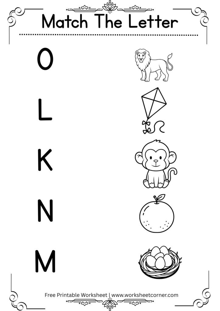Match the Letter Worksheet for Kids Mixed Letters-02 (Free Printable PDF)