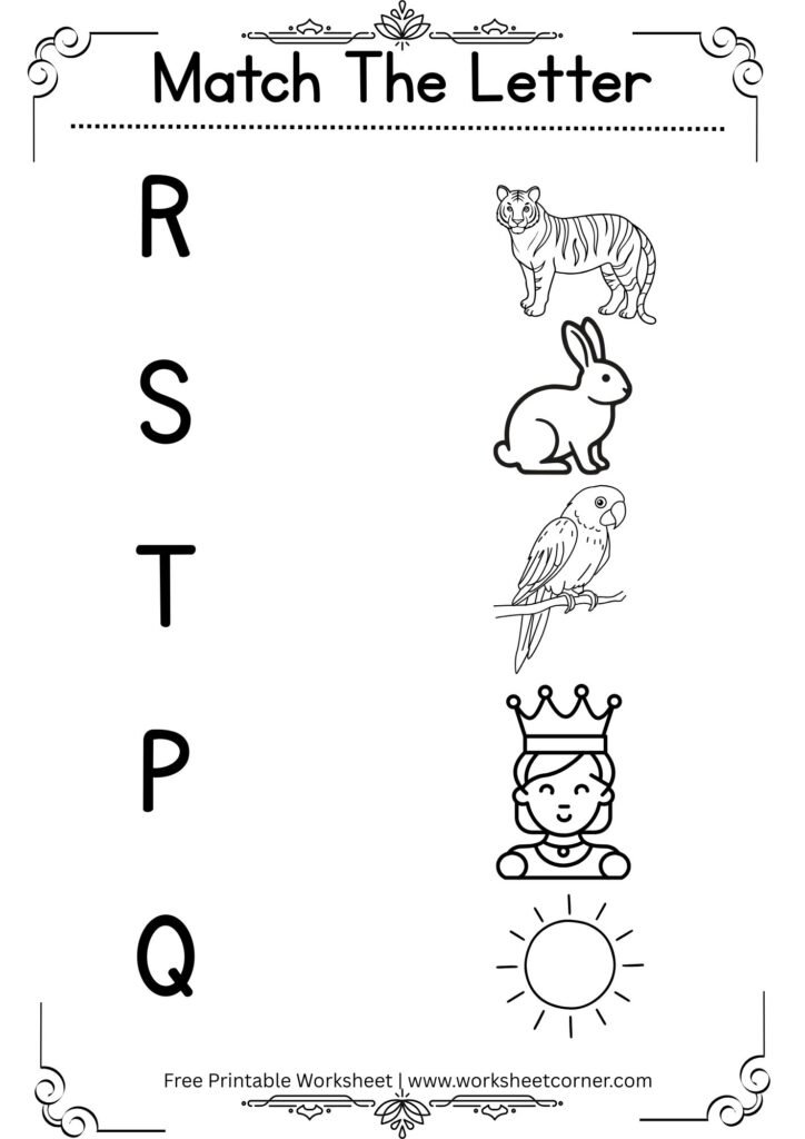 Match the Letter Worksheet for Kids Mixed Letters-02 (Free Printable PDF)