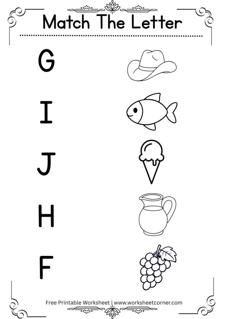 Match the Letter Worksheet for Kids Mixed Letters-04 (Free Printable PDF)