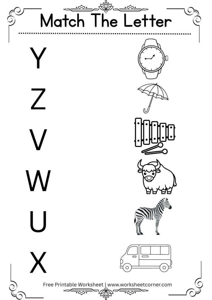 Match the Letter Worksheet for Kids Mixed Letters-05 (Free Printable PDF)