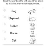 Animal Word to Picture Matching Worksheet