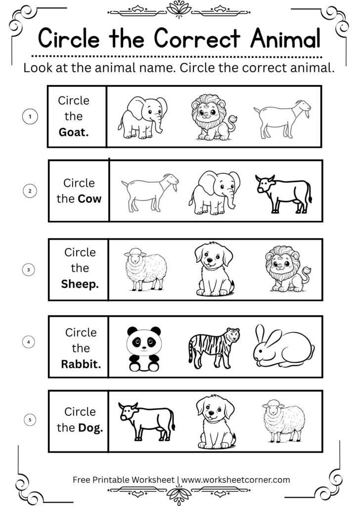 Circle the Correct Animal Worksheets for Kids (Free Printable PDFs)