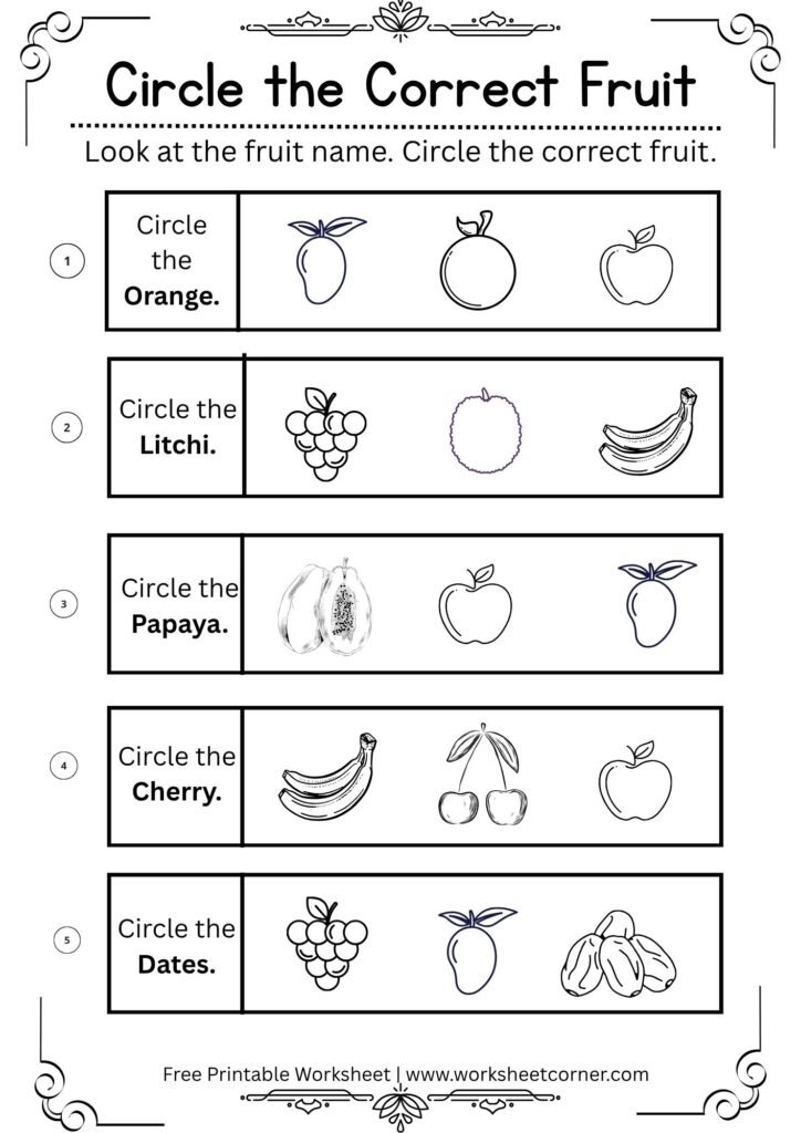 Circle the Correct Fruit Worksheet-02