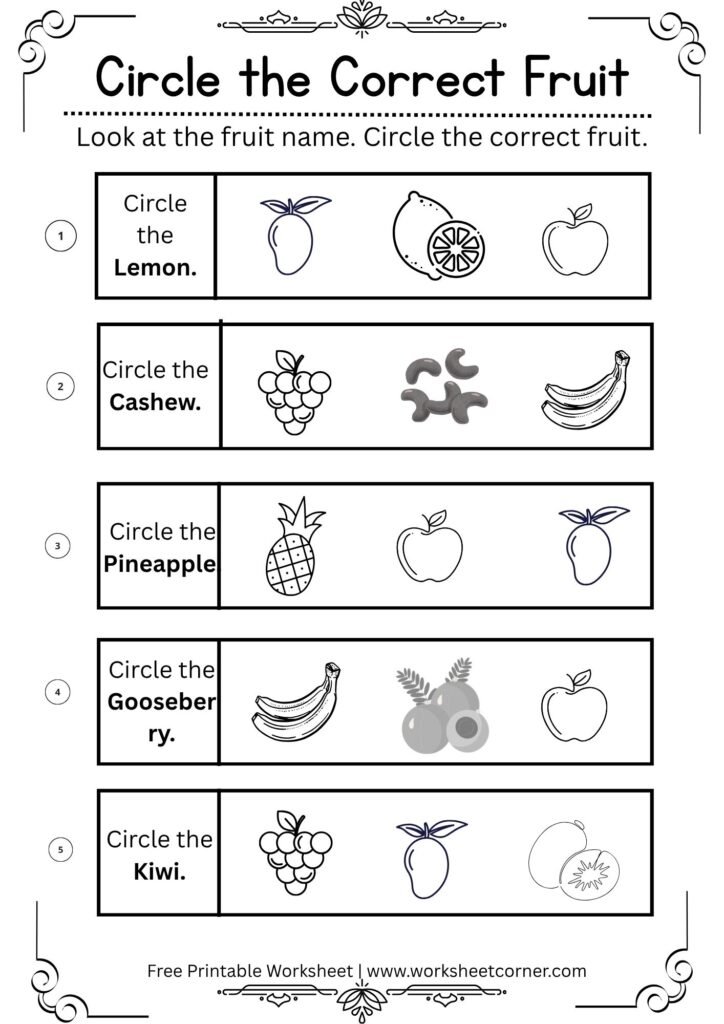 Circle the Correct Fruit Worksheet-03