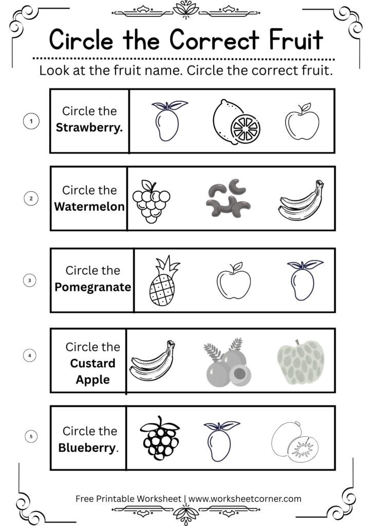 Circle the Correct Fruit Worksheet-04