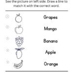 Fruit Picture to Word Matching Worksheet