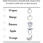 Fruit Word to Picture Matching Worksheet