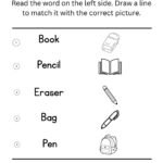 School Objects Matching Worksheet