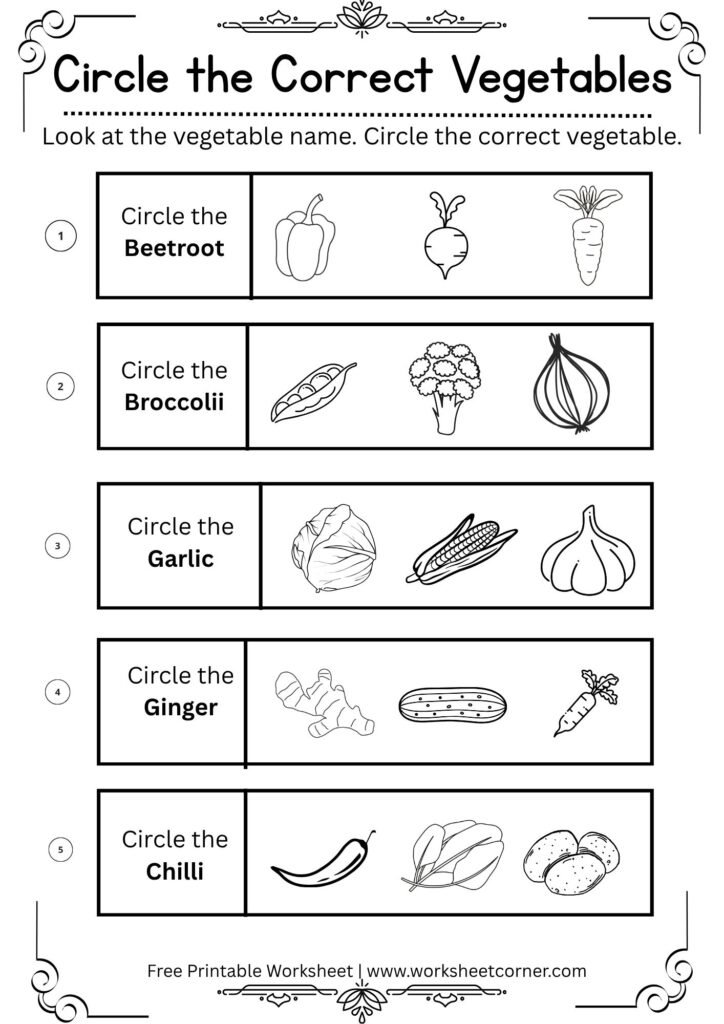 Free Printable Circle the Correct Vegetable Worksheets-05