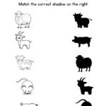 Match the Animal Shadow Worksheet-04-Sheep-Goat-Cow-Rat-Pig