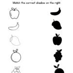 Match the Fruit Shadow Worksheet-Apple-Banana-Mango-Orange-Grapes