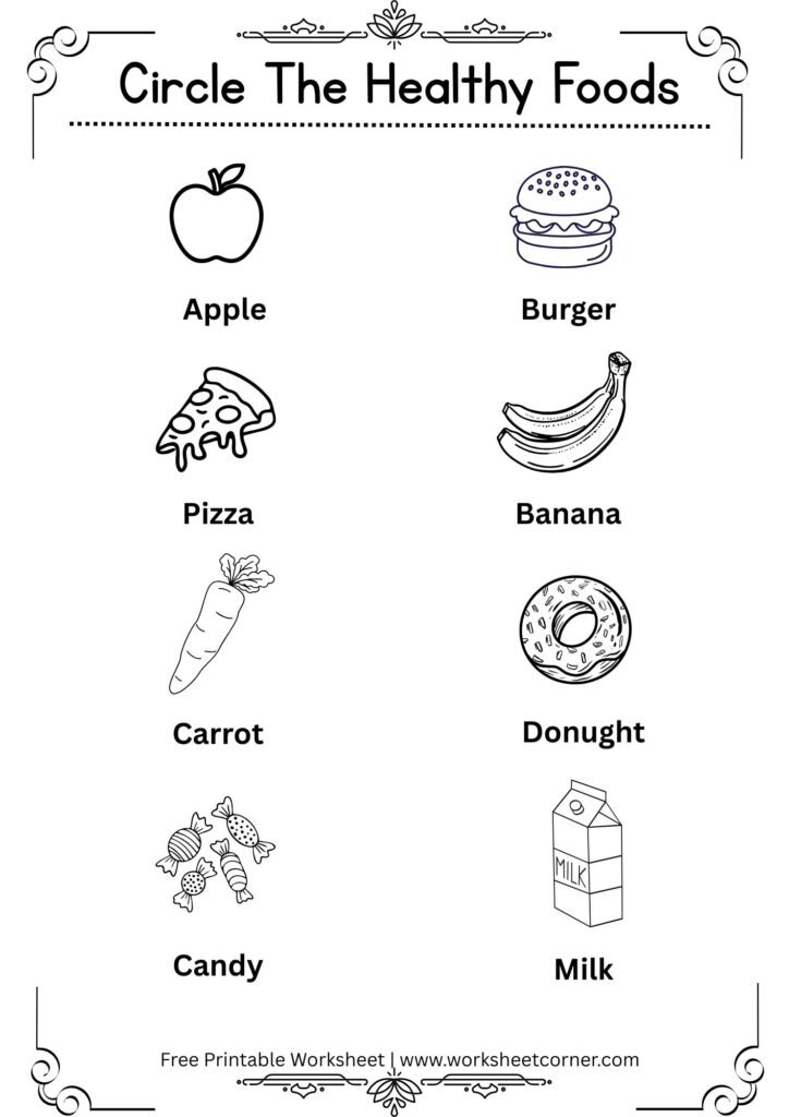 Free Printable Healthy and Unhealthy Food Worksheets for Preschool & Kindergarten