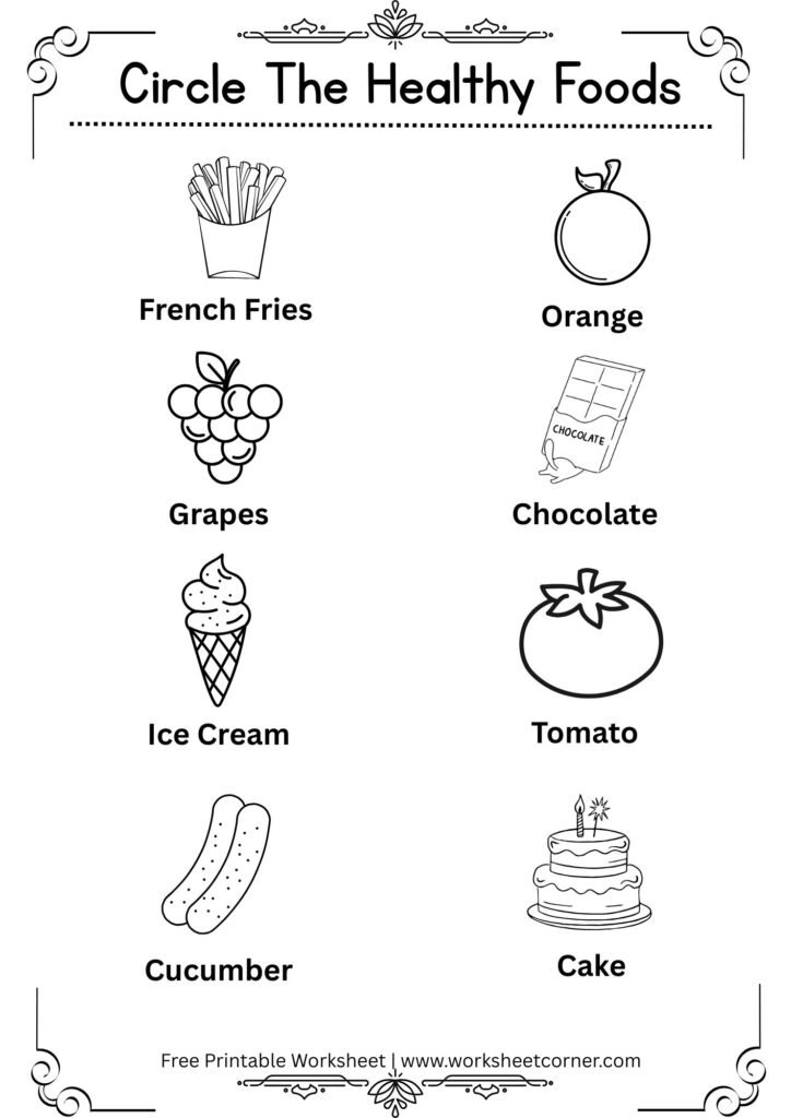 Healthy and Unhealthy Food Worksheet | Free Printable Preschool Worksheet-02