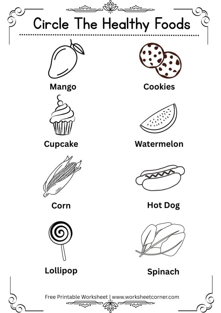 Healthy and Unhealthy Food Worksheet | Free Printable Preschool Worksheet-03