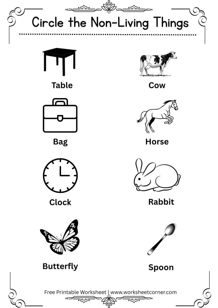 Circle the Non-Living Things Worksheet-02